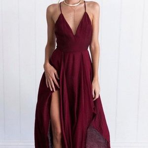 Red spaghetti strap maxi dress